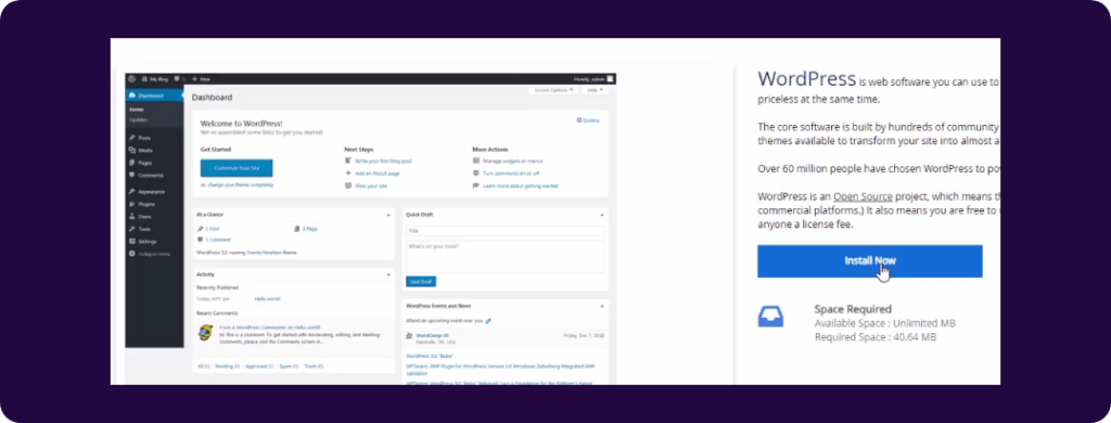 WordPress Installer in softaculous app installer